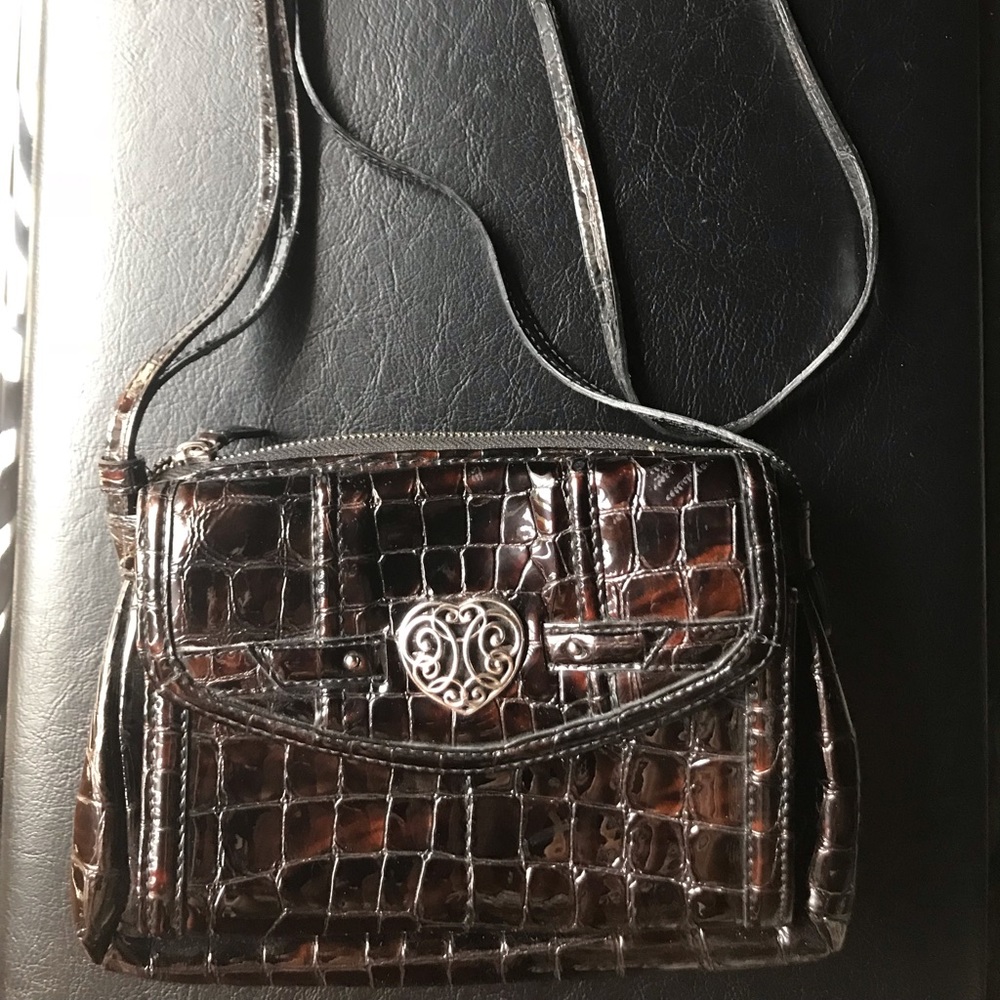 Brighton 💯 % Leather Brown Croco Crossbody